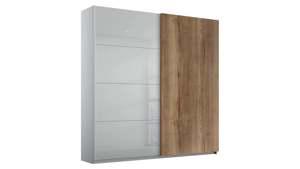 Halifax Schuifdeurkast Eiken Look met Zwart Glas – Industrieel Design Kledingkast 3 Halifax Schuifdeurkast Eiken Look met Zwart Glas – Industrieel Design Kledingkast