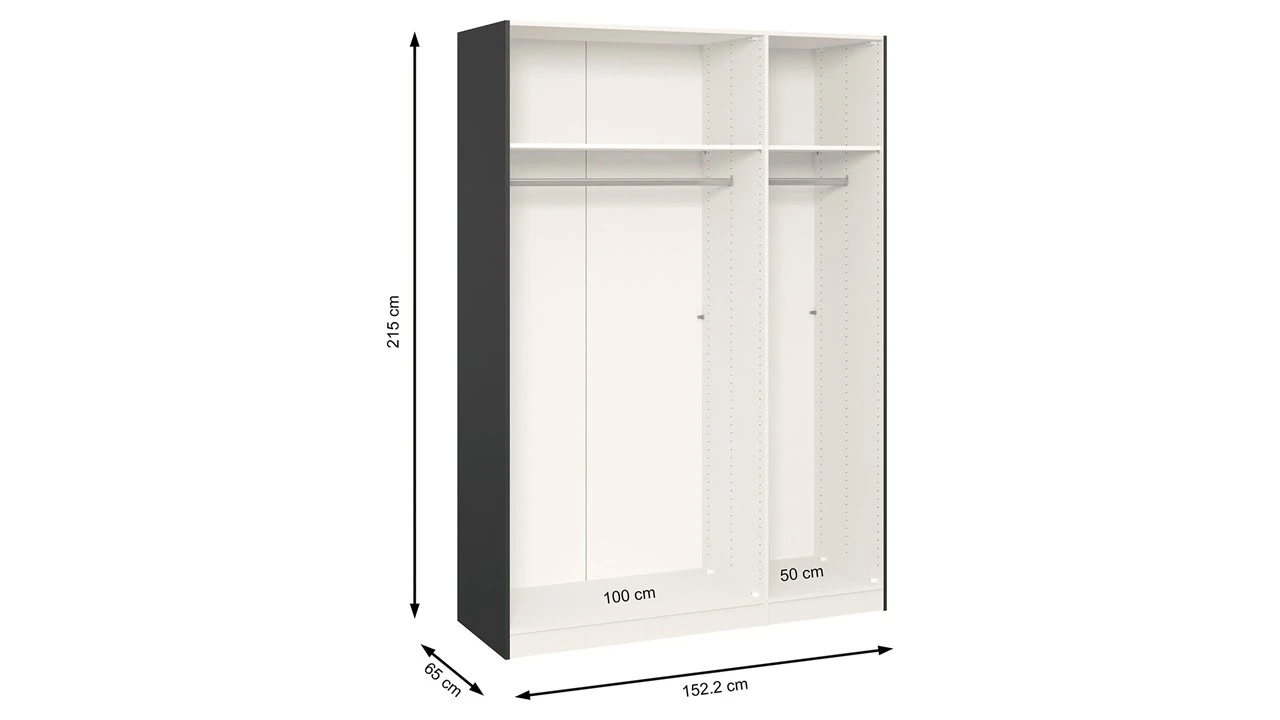 Kixx Schuifdeurkast Zwart Glas en Spiegel – Moderne Kledingkast met Hang- en Leggedeelte 6 Kixx Schuifdeurkast Zwart Glas en Spiegel – Moderne Kledingkast met Hang- en Leggedeelte - Afbeelding 4