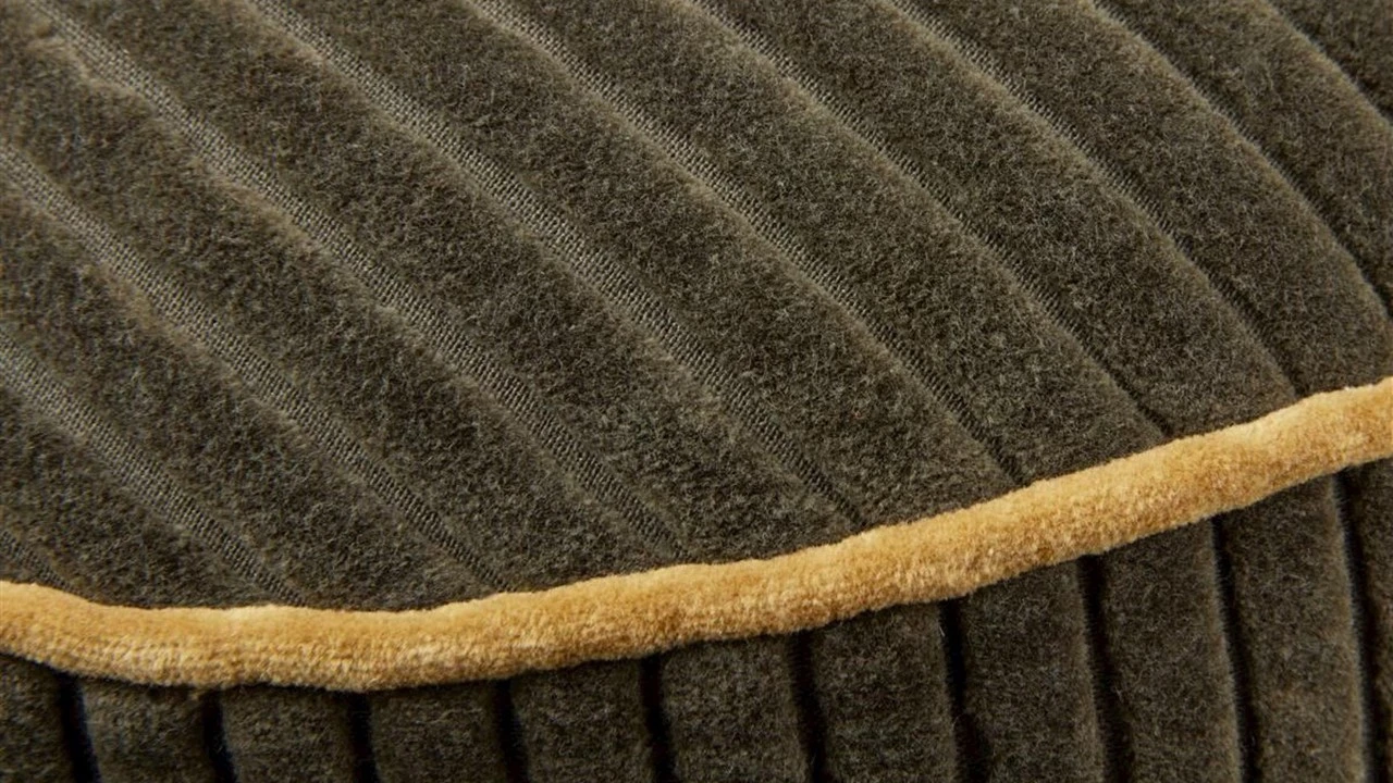 Sierkussen Perdy - Rond Decoratief Kussen met Contrastbies - Gebroken Wit/Oker 4 Sierkussen Perdy - Rond Decoratief Kussen met Contrastbies - Gebroken Wit/Oker - Afbeelding 2