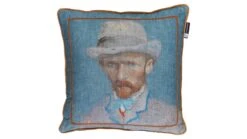 Beddinghouse x Van Gogh Museum Grey-Blue with Red Accent – Self Portrait Satin Decorative Cushion