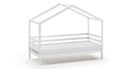 Vipack James Naturel Massief Grenen Huisbed – Sofabed met Slaaplade en Hekje