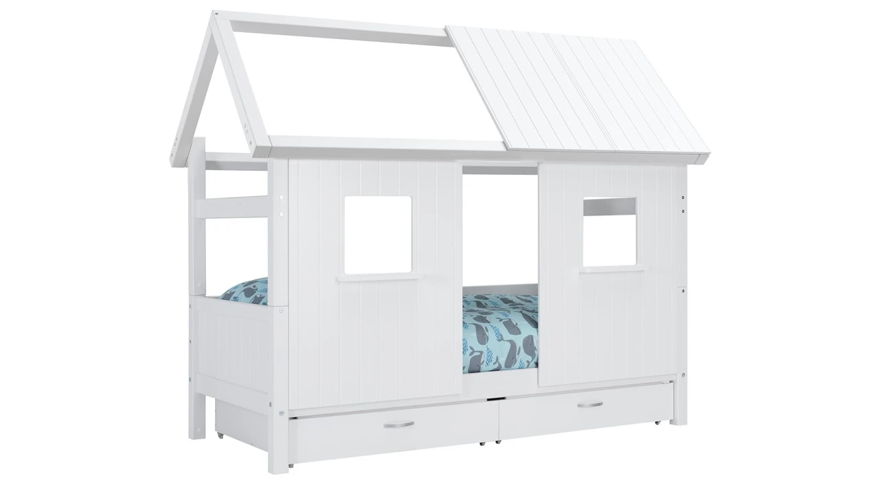 Flexworld Puck Wit Grenen Sofabed met Dakframe en Half Dak – Scandinavisch Kinderbed Huisje 4 Flexworld Puck Wit Grenen Sofabed met Dakframe en Half Dak – Scandinavisch Kinderbed Huisje - Afbeelding 2