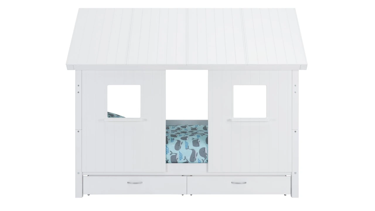 Flexworld Sofabed Puck met Dakframe en Heel Dak - Wit Grenenhout Huisbed 4 Flexworld Sofabed Puck met Dakframe en Heel Dak - Wit Grenenhout Huisbed - Afbeelding 2