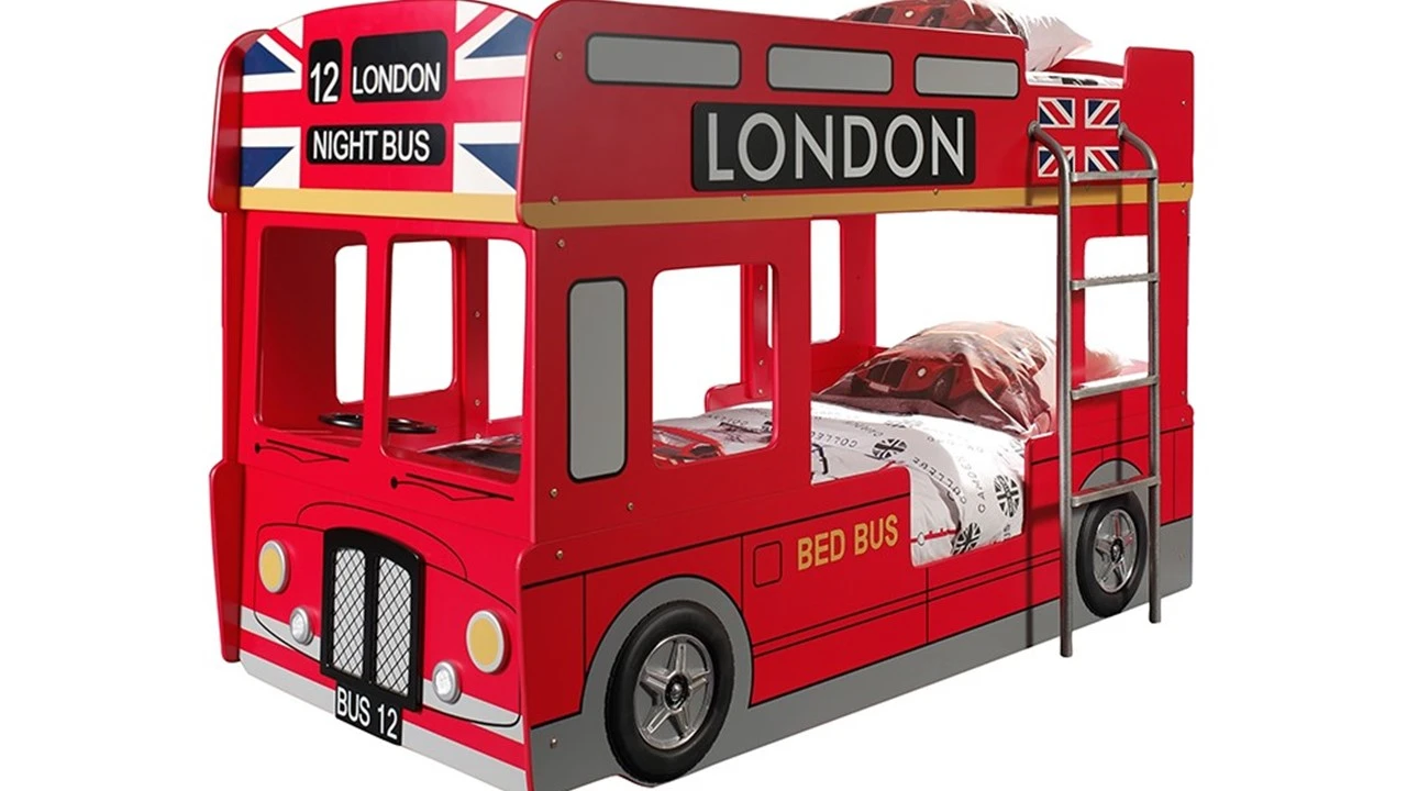 Stapelbed London Bus Rood - Dubbeldekker Kinderbed met LED-Verlichting 4 Stapelbed London Bus Rood - Dubbeldekker Kinderbed met LED-Verlichting - Afbeelding 2