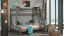 Vipack Stapelbed Pino Martin – Wit Grenenhout – Ruimtebesparend Kinderbed met Breed Onderstel