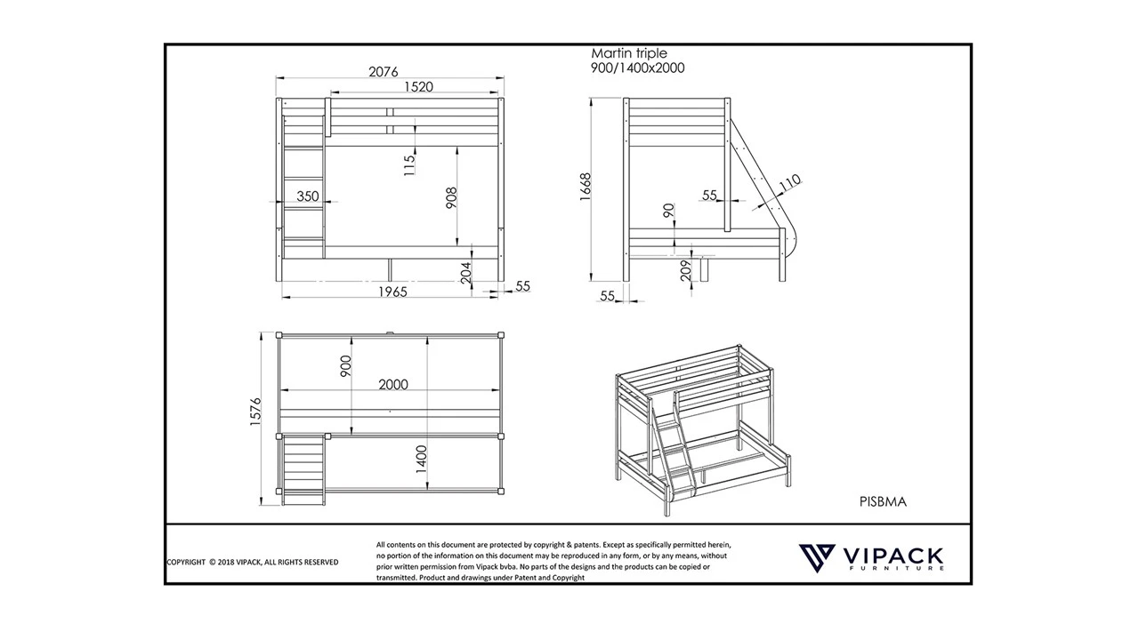 Vipack Stapelbed Pino Martin - Wit Grenenhout - Ruimtebesparend Kinderbed 5 Vipack Stapelbed Pino Martin - Wit Grenenhout - Ruimtebesparend Kinderbed - Afbeelding 3