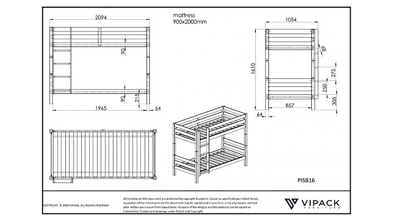 Vipack Stapelbed Pino - Wit Massief Grenenhout - Modern Veilig Stapelbed 5 Vipack Stapelbed Pino - Wit Massief Grenenhout - Modern Veilig Stapelbed - Afbeelding 3