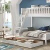 Scott 3-persoons Stapelbed met Ladenset - Wit Hout - Modern Design Kinderbed 1 Scott 3-persoons Stapelbed met Ladenset - Wit Hout - Modern Design Kinderbed -Beter Bed Winkel Stapelbed Scott 3 persoons met ladenset wit