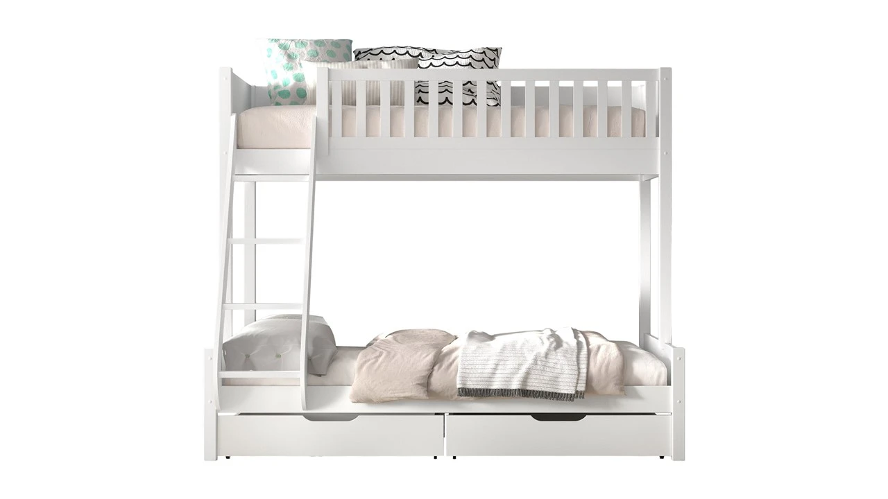Scott 3-persoons Stapelbed met Ladenset - Wit Hout - Modern Design Kinderbed 7 Scott 3-persoons Stapelbed met Ladenset - Wit Hout - Modern Design Kinderbed - Afbeelding 5