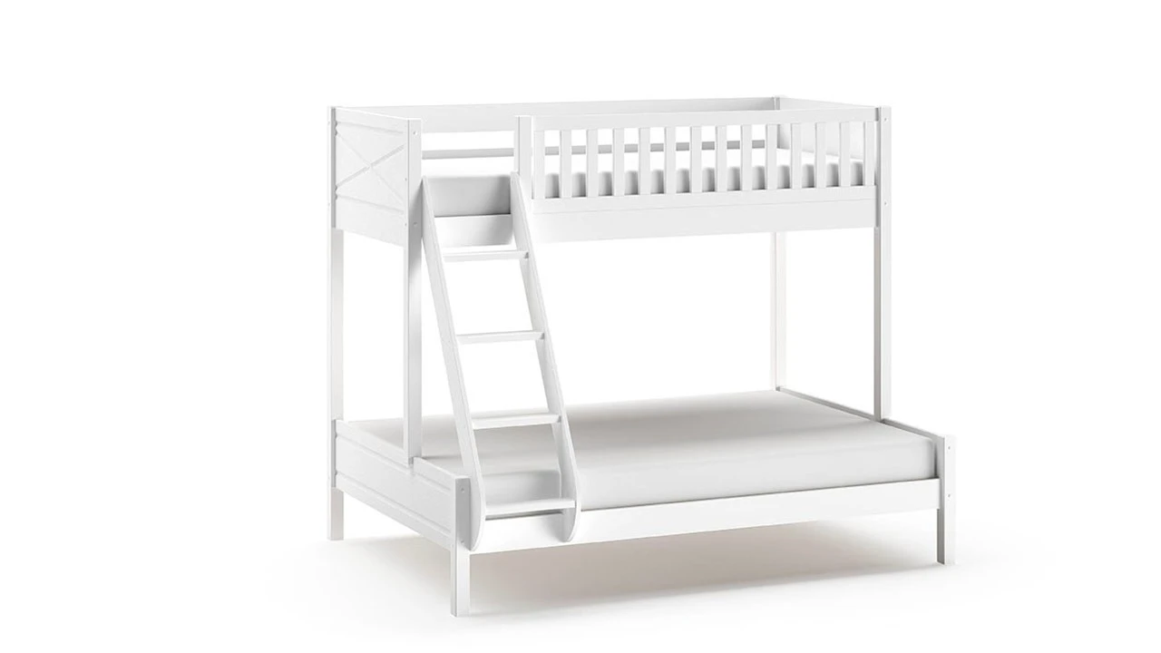 Stapelbed Scott Wit 3-persoons met Slaaplade - Massief Grenen Kinderbed 7 Stapelbed Scott Wit 3-persoons met Slaaplade - Massief Grenen Kinderbed - Afbeelding 5