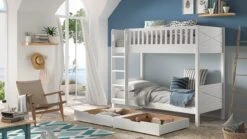 Stapelbed Scott Wit met Ladenset - Scandinavisch Grenen Stapelbed