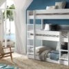 Stapelbed Triple Scott Wit Massief Grenen – 3-Persoons Ruimtebesparend Kinderbed -Beter Bed Winkel Stapelbed triple scott wit