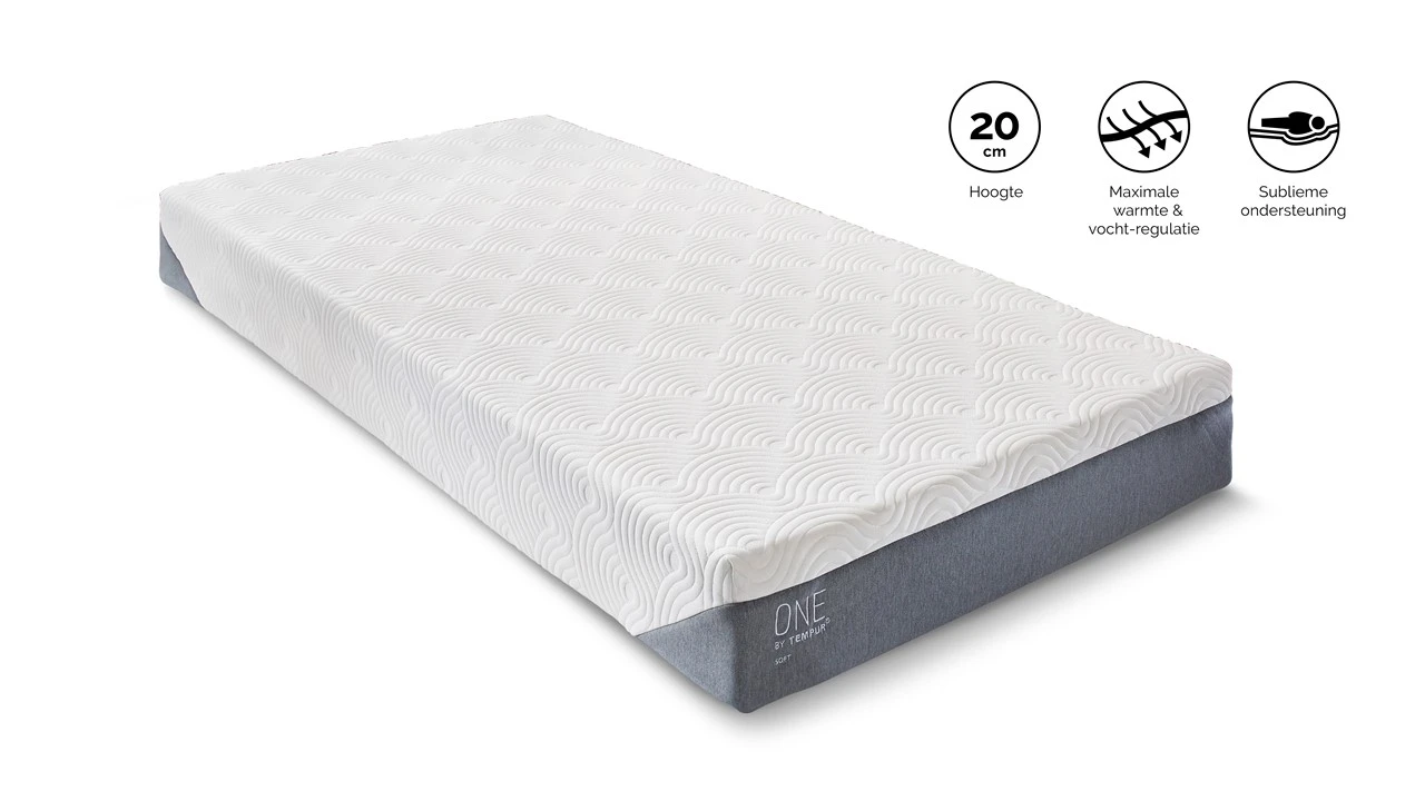ONE by TEMPUR® SOFT Traagschuimmatras - Luxe Zacht Matras met NASA Technologie 4 ONE by TEMPUR® SOFT Traagschuimmatras - Luxe Zacht Matras met NASA Technologie - Afbeelding 2