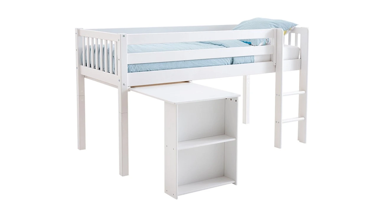 Flexworld Uitschuifbureau voor Halfhoogslaper - Wit Modern Bureau met Opbergvakken 4 Flexworld Uitschuifbureau voor Halfhoogslaper - Wit Modern Bureau met Opbergvakken - Afbeelding 2