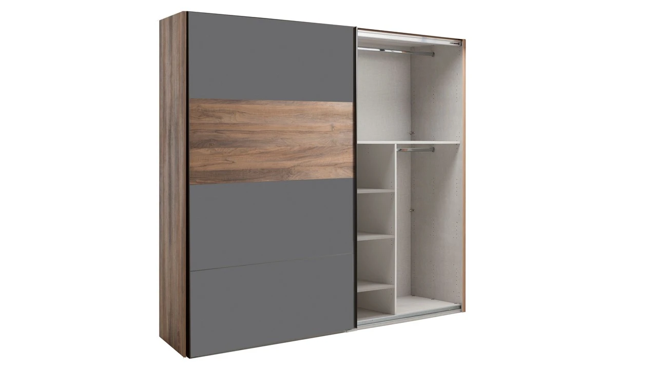 B Bright Zweefdeurkast Infinito β Donker Hout & Antraciet Design Garderobekast 6 B Bright Zweefdeurkast Infinito β Donker Hout & Antraciet Design Garderobekast - Afbeelding 4