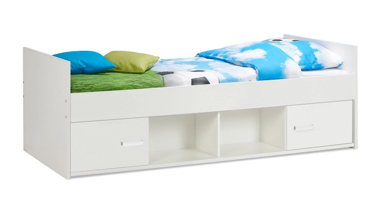 Kajuitbed Jesse Laag – Wit Kinderbed met 4 Opbergvakken – Jesse Serie 4 Kajuitbed Jesse Laag – Wit Kinderbed met 4 Opbergvakken – Jesse Serie - Afbeelding 2