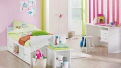 Kajuitbed Jesse Laag – Wit Kinderbed met 4 Opbergvakken – Jesse Serie